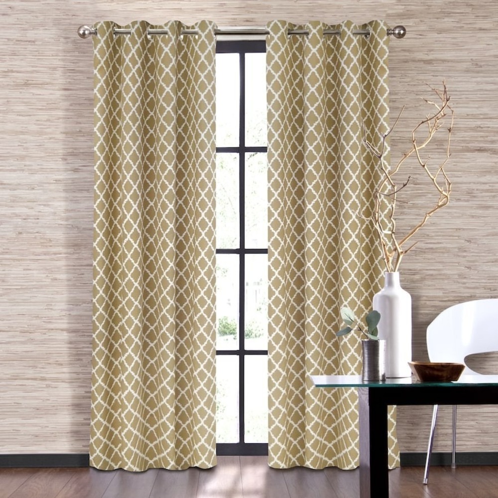 Colordrift Misha 52x108 Latte Lattice Grommet Panel Curtain New with Tags